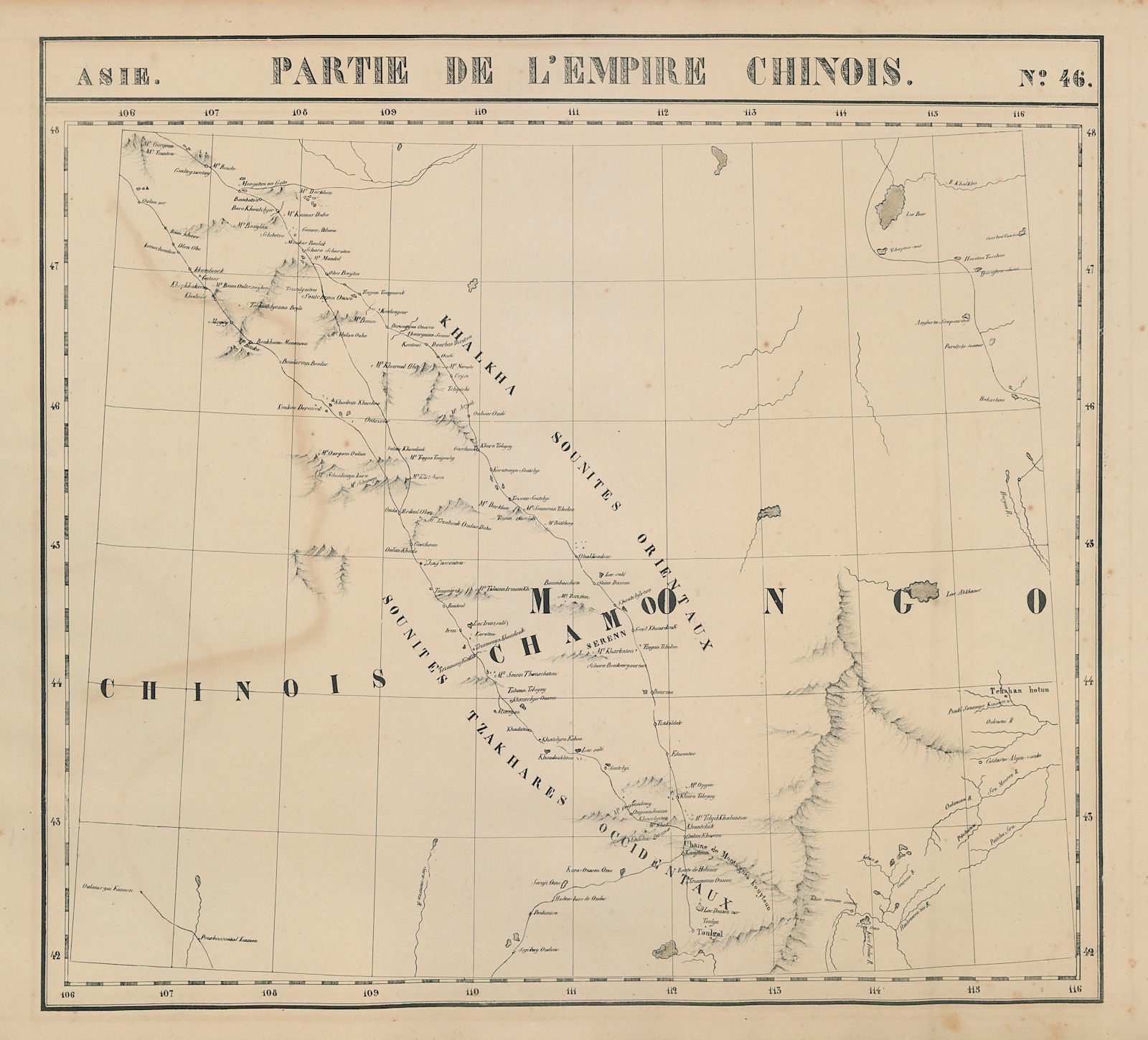 Asie. Empire Chinois #46 China Mongolia/Inner Mongolia. VANDERMAELEN 1827 map